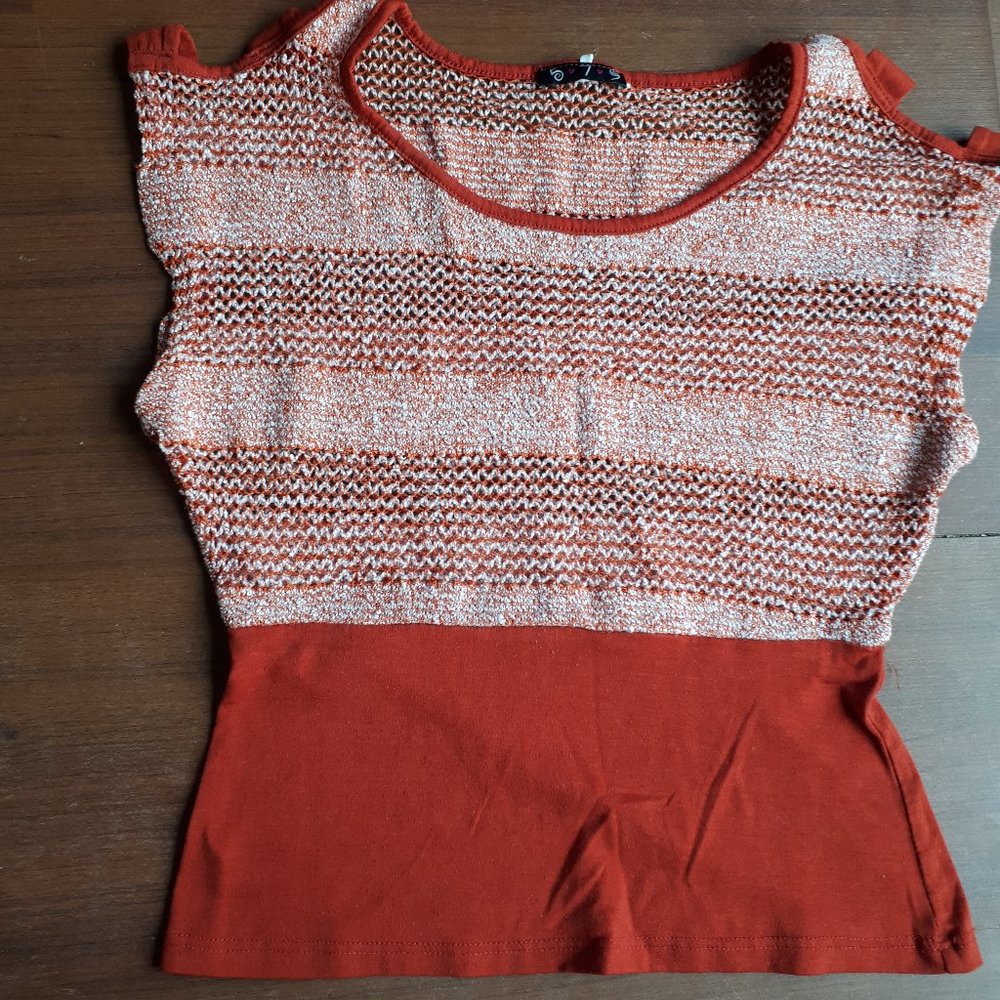 5 for 25 - Orange and White knit shirt